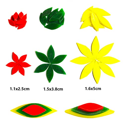 80Pcs/100G Pack Of Mosaic Tile Supplies For Diy Crafts, Plates, Picture Frames, Flowerpots, Handmade Jewelry - 1.1X2.5 Cm Petal Leaves Glass Decorative Tiles (Green) #TOP2