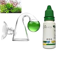 CO2 Dauertest Aquarium mit 15 ml Testflüssigkeit,Kolorimetrischer CO2 Indikator für Aquarien,CO2 Tester,Präzises Glas Messgerät mit Saugnapf für Bepflanztes Aquarium