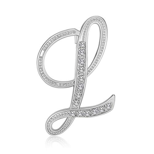 EXGOX 26 Letter Brooch Pins A-Z Alphabet Initial Rhinestone Pins-Clear Brooches for Women Crafts Gold/Silvery