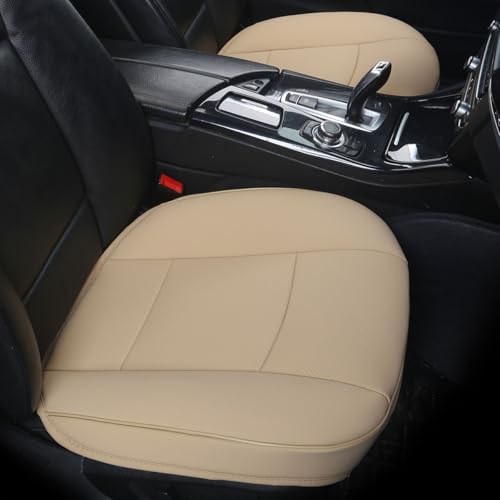 EDEALYN Ultra-Luxury PU Leather Car seat Protection Cover Car seat Cover for Most Four-Door Sedan&SUV,Single seat Cover Without backrest 1pcs (W 20.8× D 21× T 0.35inch) (3D-Beige)