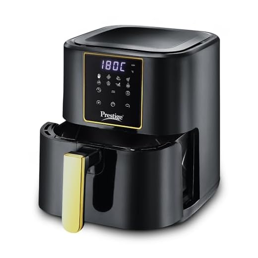 Prestige Nutrifry Electric Digital Air Fryer| 80% less Oil Consumption|4.5L Capacity |1200 Watts Power|Fry,Grill,Roast,Bake,Reheat|Digital Display with 8 Preset Menu|Easy to Clean Frying Basket|Black