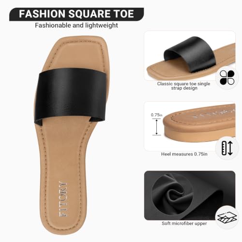 Image of FITORY Womens Slide Sandals Dressy Flat Comfortable Slippers for Summer