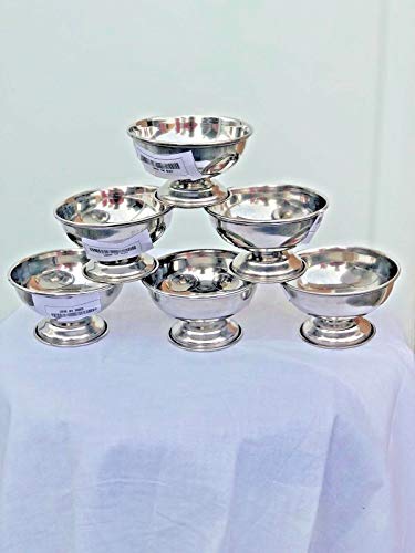HomeGoods Stainless Steel Ice Cream Sundae Gelato Kulfi Pudding Desert Serving Bowl Cup (12), Sliver, Large
