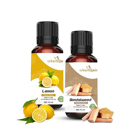 Image of Pure Combo Of 2 Essential oil For Hair & Skin Natural Therapeutic Grade & Undiluted Oil 15ML (Lemon-Sandalwood)