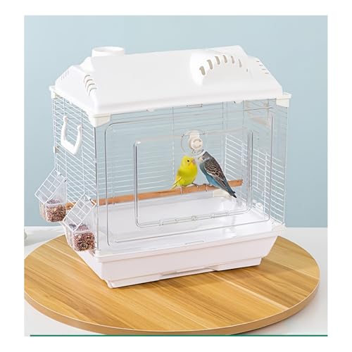鳥かご オウムかごト 大型インコインコ鳥小屋透明な 鳥籠 豪華別荘 鳥ケージ 組立式 掃除しやすい高強度 ブランコ付き フードボウル スナップオンデザインペット用品 ポータブル鳥かご オカメインコケージ (単層白い,D)
