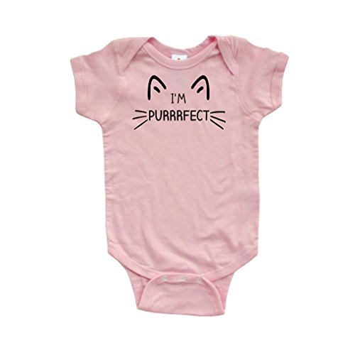 pericots I'm Purrrfect Cat Face Whiskers Funny Short Sleeve Infant Bodysuit ,pink ,Newborn