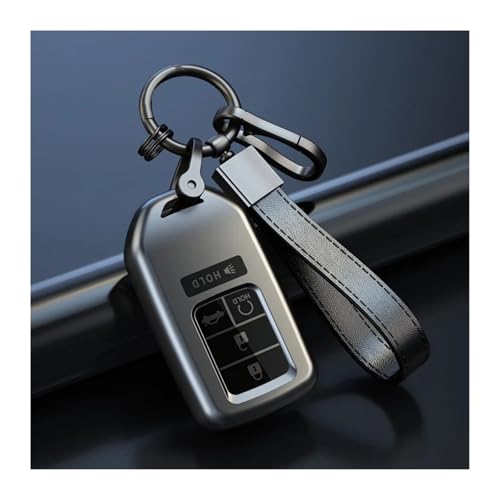 ホンダ アコード シビック CRV / パイロット リッジライン / オデッセイ パスポート スマート リモート キー プロテクター カー キーケース カバー シェル フォブに対応(5 btns grey keychain)