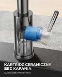 Forious Cascade Bateria Kuchenna Obrotowa Kran Kuchenny 360° ze Zraszaczem Wysokociśnieniowa Bateria Zlewozmywakowa ze Stali Nierdzewnej Jednouchwytowa 3 Tryby Strumienia, Polerowany Chrom