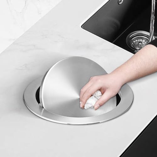 Image of 2.4 Gallon /9L Round Kitchen Trash Bin,The Countertop is Embedded in a Trash Can,Drop-in Trash Chute,Built-in Waste Basket,for Restaurant Home Hotel