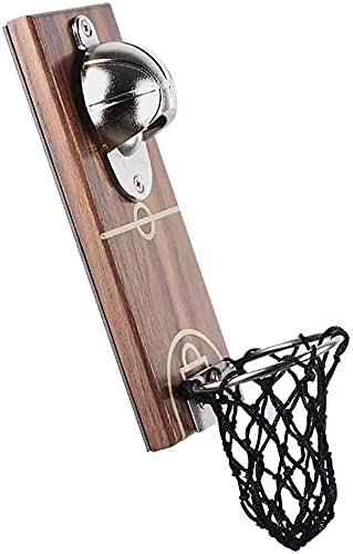 Sacacorchos Profesional Abrebotellas Electrico Abridor De Vino Abridor de botellas de baloncesto para botella de montaje en pared con receptor de tapa integrado, utensilios de cocina para nevera llxyz