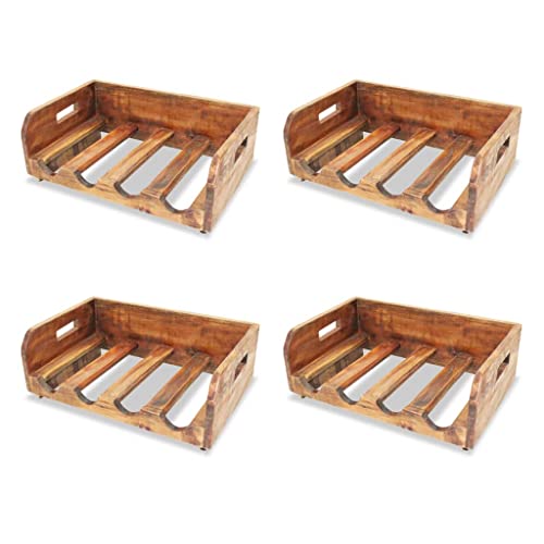 Set de 4 soportes para 16 botellas en madera reciclada miniatura 2