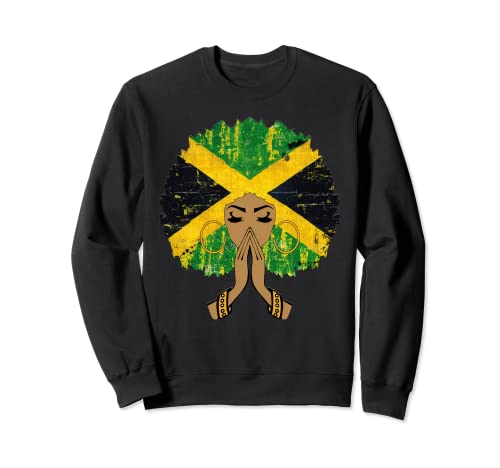 Bandera de Jamaica Mujer Negra Melanin Queen Afro Regalo Sudadera