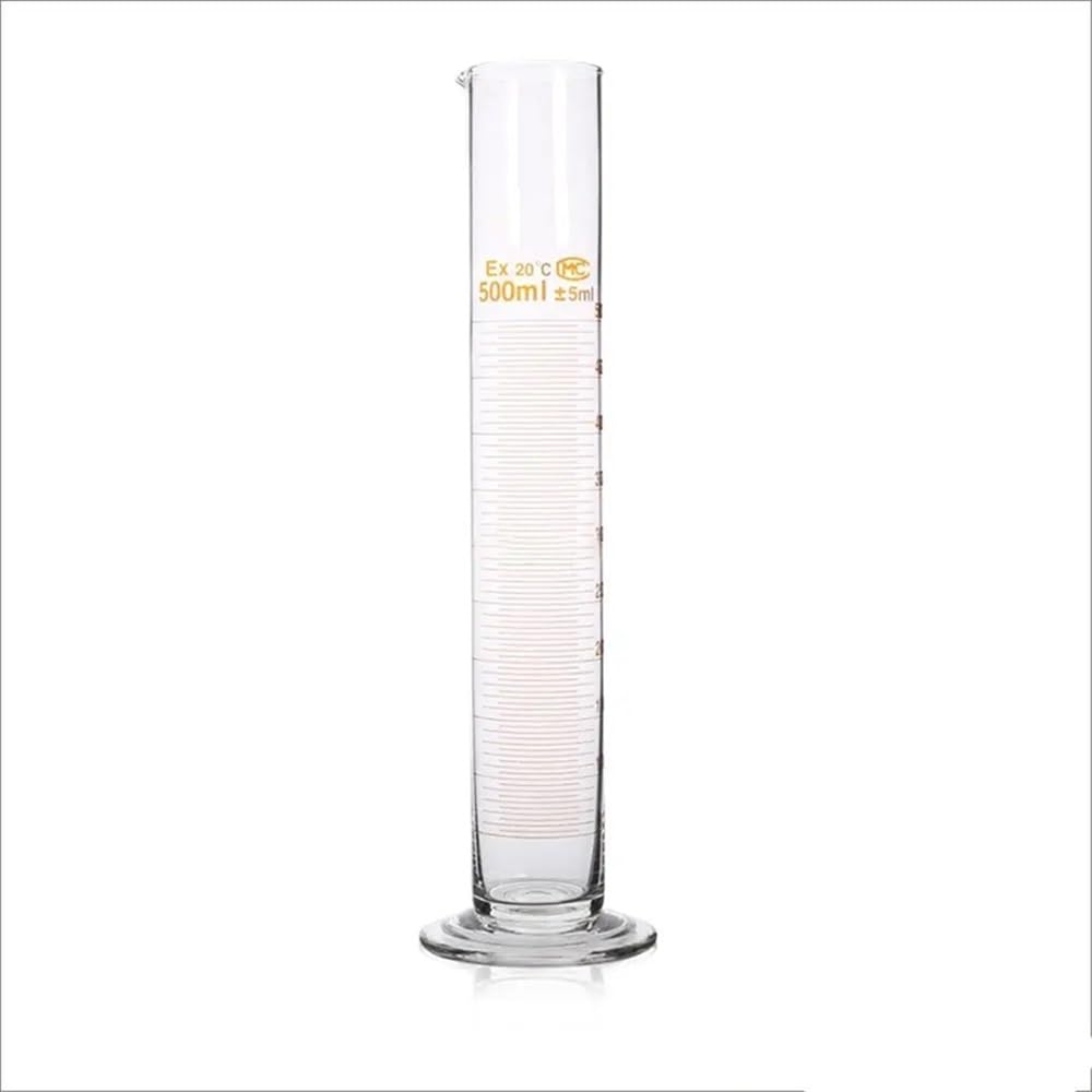 Szklany cylinder 500 ml z podziałką i dyszą wylewkową. Szkło laboratoryjne Sprzęt laboratoryjny