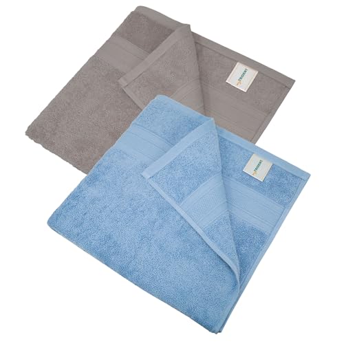 Image of MYTRIDENT Soft Comfort Air Rich 100% Cotton Towels for Bath, 500 GSM Large Size Bathroom Towels for Men /Women, 2PC Bath (69 cm x 137 cm), Charcoal and Allure