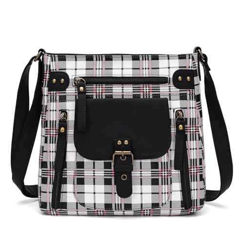 KL928 Crossbody Bags for Women, Multi Pocket Shoulder Bags, Medium PU Leather Cross Body Purses L-black