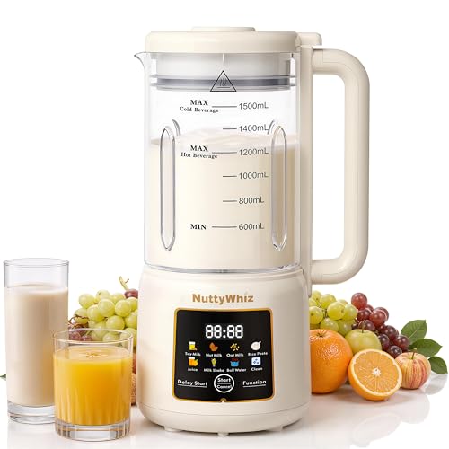 NUTTYWHIZ 50oz Nut Milk Maker Machine, 8 in 1 Soy Milk Maker with 12 Blades