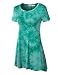 LL WT1066 Womens Scoop Neck Short Sleeve All Over Tie Dye Trapeze Tunic Top XXL JADE
