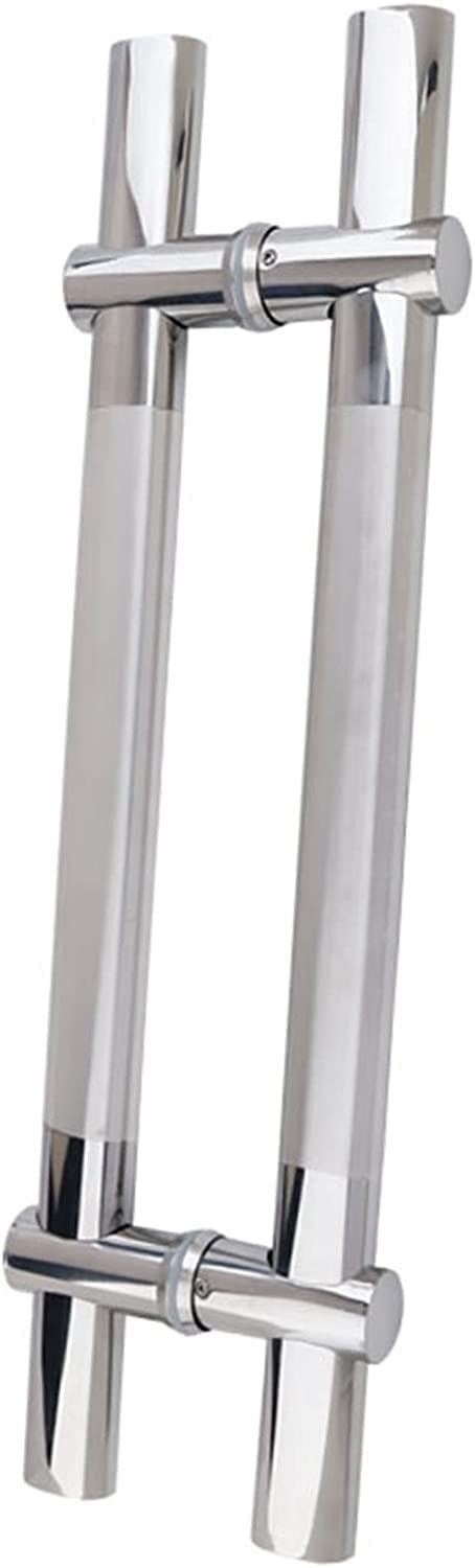 CWCQGH Double Sided H Shape Push Pull Bar Handle,Stainless Steel Door Handle, 1.6ft/2ft/2.6ft Long, Adjustable Hole Pitch,Silver-60cm/24in