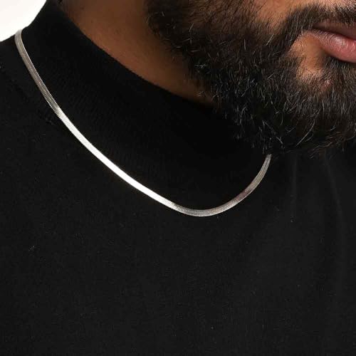 Image of PALMONAS 18k Silver Plated Snake Chain | Rhodium Plated for Mens - Waterproof & Anti-Tarnish, Gift for Boys & Men