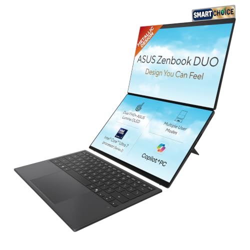 Image of ASUS Zenbook Duo (2026),Smartchoice,Intel Core Ultra 9(Series 2),Intel Arc iGPU,16GB /512GB,OLED,Touch Screen,14 inch(35.5 cm),Win 11,M365 Basic(1Y),Office 24,Gray,1.65 Kg,UX8406CA-QL505WS,AI Laptop