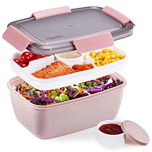 Caperci Large Salad Lunch Container - Adult Bento Lunch Box with 68 oz Salad Bowl, 5-Compartment...
