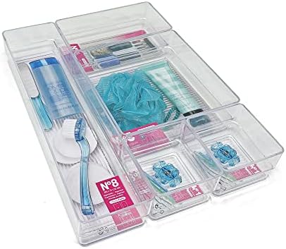 PLASTIFIC Acrylic Makeup Cosmetic Multi-function Organiser, Lipsticks Brush Organizer Great Capacity for Dresser, Vanity Table, Bedroom and Bathroom (Set of 5 Organizers)