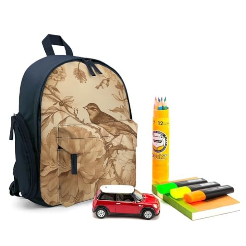 A Bird in The Field Backpack Small Book Bag with Side Pocket, Lightweight Durable Backpack, Travel Rucksack, Blue-style3