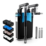 FZONE Aquarium Hang on Back Filter, 4 Stage HOB Filter for Mini and Nano Desktop Tanks, 106GPH Adjustable Flow, with Rainfall, Duckbill, Direct Flow outlets (S)