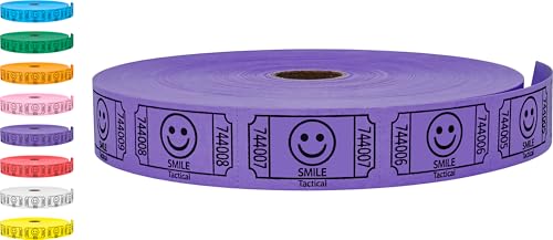 Tacticai 2000 Raffle Tickets, Smile, Purple (1 of 8 Colors), Single Roll, Ticket for Events, Entry, Class Reward, Fundraiser & Prizes