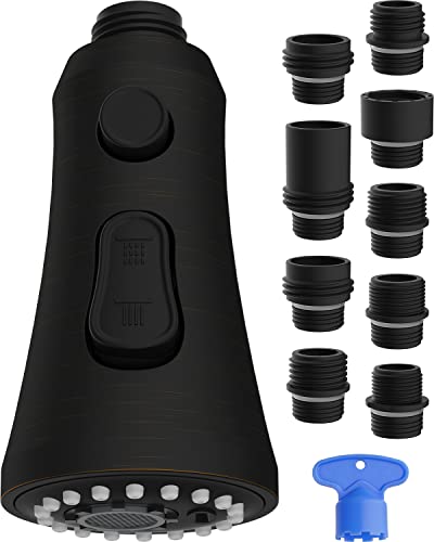 Pull Down Faucet Head Replacement With 9 Adapters Compatible With Moen Delta Faucet Head, 3 Function Kitchen Sink Faucet Sprayer Head Fit Most Faucet, Oil-Rubbed Bronze #TOP21