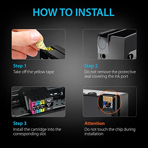 Smart Ink Compatible Ink Cartridge Replacement For Hp 952Xl 952 Xl (4 Combo Pack) To Use With Officejet Pro 8710 8720 7740 8210 8715 7720 8702 8725 8740 8730 8700 8200 (Black, Cyan, Magenta, Yellow) #TOP7