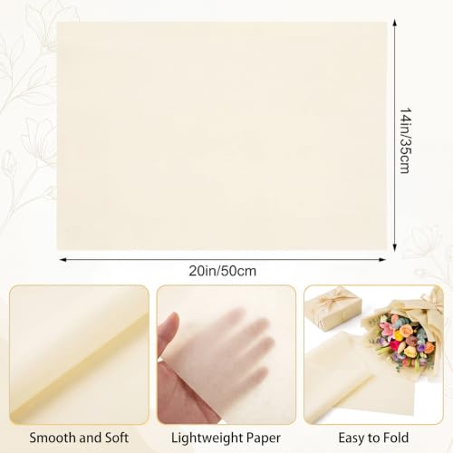 Image of woric 160 Ivory Tissue Paper for Gift Bags 20 x 14 Inch Cream Tissue Paper
