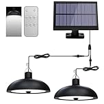 Joollurm Solar Shed Lights, 78LED Solar Pendant Light Dimmable/Daytime On Mode with Remote Control, Waterproof, 9.84FT Cord for Outdoor Use in Gazebo, Garden, Courtyard- White
