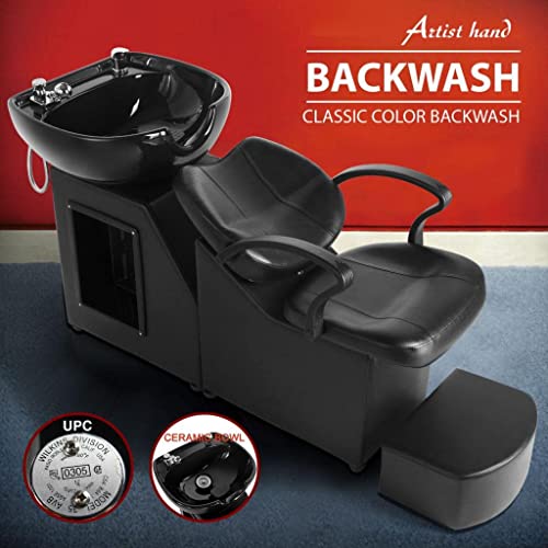 Artist Hand Shampoo Bowls For Salons With Chair, Shampoo Barber Backwash Chair Ceramic Shampoo Bowl Sink Chair, With Foot Pedal For Spa Beauty Salon Equipment #TOP5