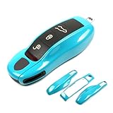 Aojezoor Miami Blue Key Fob Cover Compatible with Porsche Key Shell Key Fob Shell Replacement Compatible with Porsche Cayenne Panamera 911 718 Macan Boxster Cayman Old Style