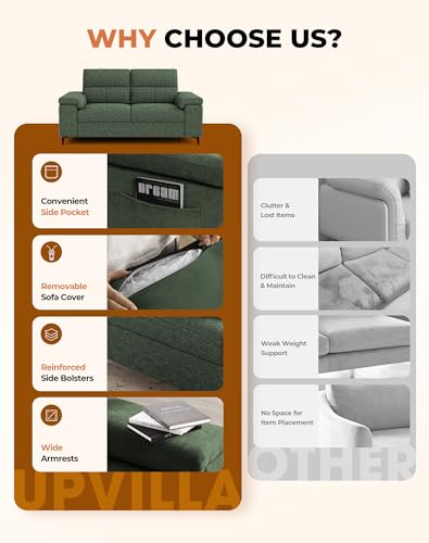 Image of Upvilla 71.25 inch Modern Sofa Couch Deep Seat Sofas for Living Room(Green)