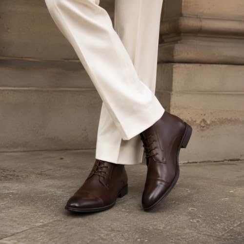 Image of Holy dove Mens Dress Boots Leather Oxford Chukka Boots | Hi-Poly insole,non-slip rubber outsole, business formal, ankle-high chukka Oxford style