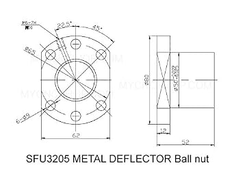 FBT Dia.25mm 3205 Anti-backlashed Ballscrew CNC Parts X Y Zkits SFU3205 - L450 mm + Metal Deflector Ball nut + BK25 BF25 nd Support + NUT HOUSINGS + Flexible Coupler