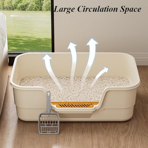Arenero para gatos extra grande con entrada baja beige miniatura 4