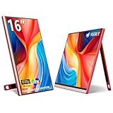 Veout 16Inch Pink Portable Monitor for Laptop, 1920x1200P IPS 16:10 Computer External Screen, 100% sRGB Stand Support Freesync, for Girl Phone, PC Home Use