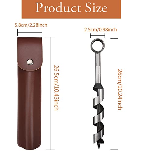 PEALOV Bushcraft Bohrer,Manuelle Schlangenbohrer-Sets mit Holster, Mehrzweck-Überlebens-Siedelwerkzeug,Manuelle Schnecke,Handbohrer,Scotch Eye Schnecke,Outdoor-Survival-Werkzeuge für Bushcraft