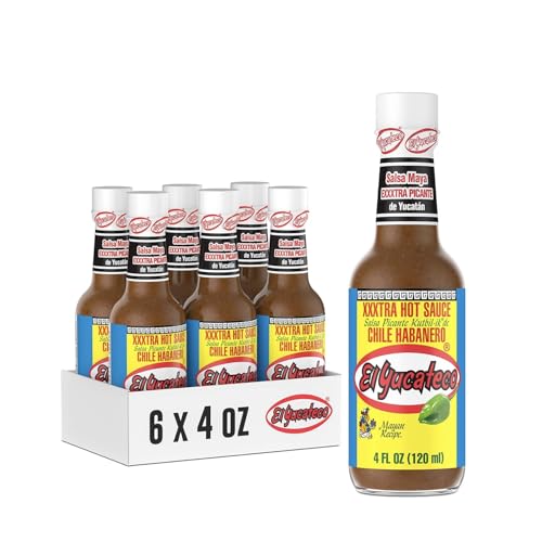 El Yucateco XXXtra Hot Habanero Hot Sauce, 4 oz (Pack of 6) – 11,250 Avg Scoville Units, Gluten-Free & Sugar-Free, Authentic Mexican Habanero Sauce for Tacos, BBQ & Spicy Food Lovers