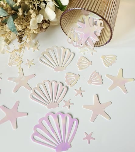 Image of Seashell Confetti Table Decor,200PCS Pink Mermaid BIrthday Party Confetti | Ideal Decor for Mermaid Birthday,Summer Beach Themed,Baby Shower,Starfish Ocean Party Decorations