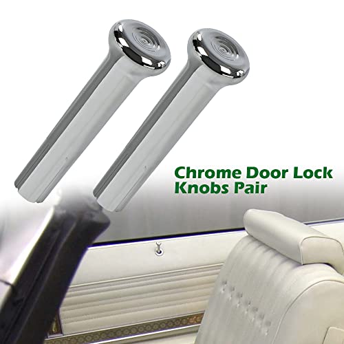 GRAND ORANGE Car Door Lock Knobs Chrome Ribbed Compatible with GM Cars Chevy Buick Oldsmobile Pontiac 1971-1988 Plastic 1 Pair IN6728Z