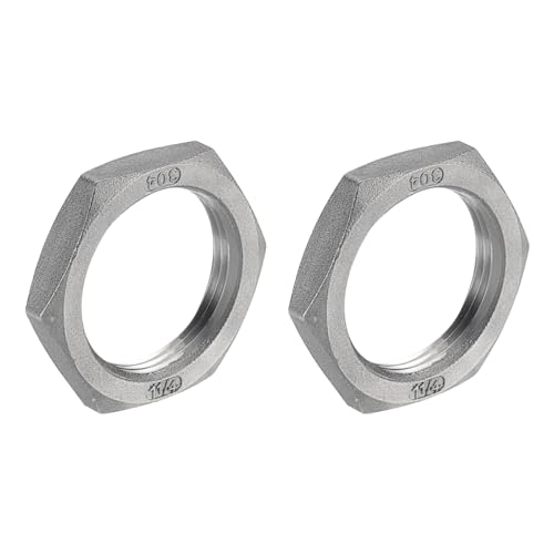 QUARKZMAN 2 pcs Fonte Tuyau Raccord Hex Contre-écrou, 304 Inox Acier Hex Verrouillage Écrou 1 1/4 Femelle Filetage (DN32) pour Plomberie Fixe, Eau Balai et Châssis Nettoyant