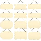 12 Pcs Unfinished Hanging Wood Sign, 6 Shape Blank Wood Plaque, Wood Signs for Crafts, Wooden Slices