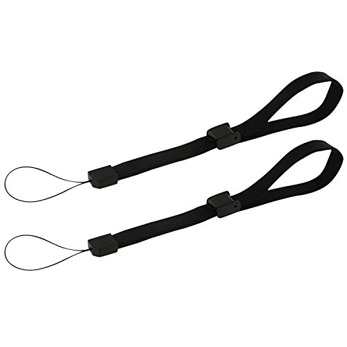 Hand Wrist Strap Wristband for PSP 1000 2000 3000 Go PS Vita PS3 Move Cameras DS DS Lite DSi DSi XL 2DS 3DS 3DS XL Wii Remote Wii U, MP3 Music Players (2 x Black)