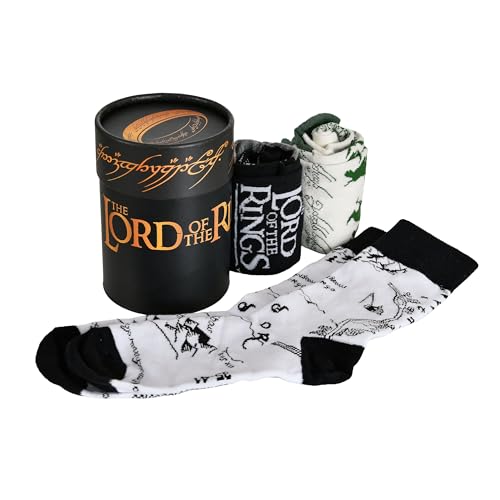 Elbenwald Der Herr der Ringe - Socken 3er Set in Geschenkbox Die Gefährten Herren Damen Unsiex Mehrfarbig Baumwollmix (DE/NL/SE/PL Numerisch 40 46 Regular Regular)