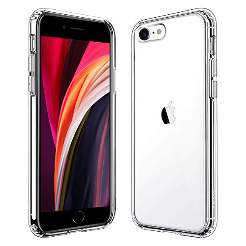 iPhone SE ケース[第2世代] iPhone7 ケース iPhone8 ケース 透明ケース 米軍MIL規格 耐衝撃 レンズ保護 衝撃吸収 全面 PC TPU 二層構造 滑り止め 軽い フィット感 黄変防止 ワイヤレス充電 4.7インチ 対応 クリア アイフォン7/8 カバー (クリア)