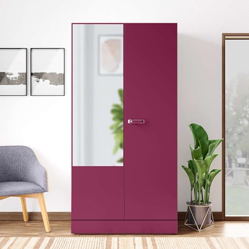Image of Interio by Godrej Auraline Men Basic 2-Door Steel Almirah (Textured Berry) (1-Year Warranty, 4 Shelves, 1 Drawer)